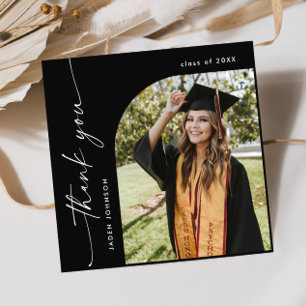 Carte De Remerciements Élégant minimaliste Graduation simple Une photo