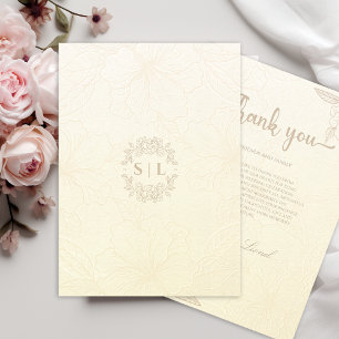 Carte De Remerciements Élégant minimaliste hors Mariage floral blanc