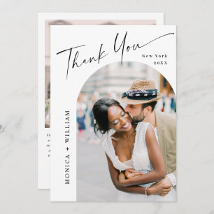 Carte De Remerciements Élégant minimaliste Mariage 2 Photo Code QR