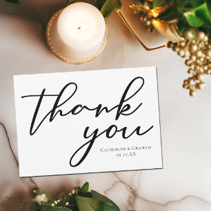 Carte De Remerciements Élégant minimaliste Mariage de typographie personn