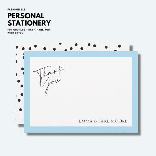 Carte De Remerciements Elégant minimaliste moderne Bordure Bleue clair Sc