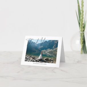 Carte De Remerciements Élégant minimaliste script Mariage photo plié