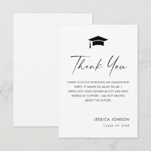 Carte De Remerciements Élégant Minimaliste Simple Graduation