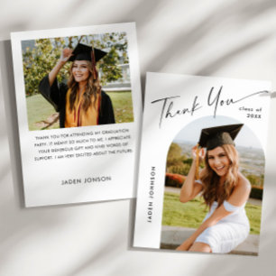 Carte De Remerciements Élégant minimaliste simple Graduation 2 Photo