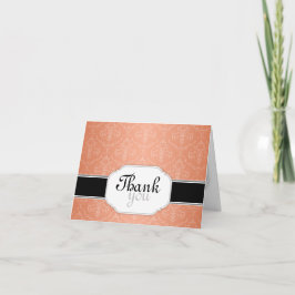 Carte De Remerciements Elegant Modern Orange Damask Thank You Cards