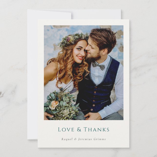 Carte De Remerciements Elegant Modern Photos Script Love & Thanks Wedding (Devant)