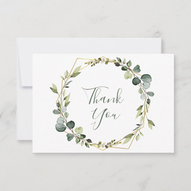 Carte De Remerciements Elégant moderne Eucalyptus Wreath Cadre élégant (Devant)