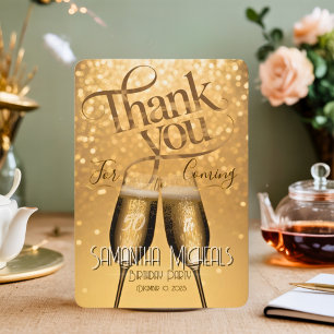 Carte De Remerciements Élégant moderne Gold Adulte Anniversaire Surprise 