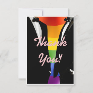 Carte De Remerciements Elégant moderne Hommes gais Mariage Arc-en-ciel