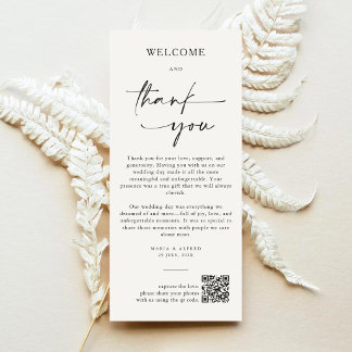 Carte De Remerciements Elegant Monogram Wedding Thank You Card QR Code