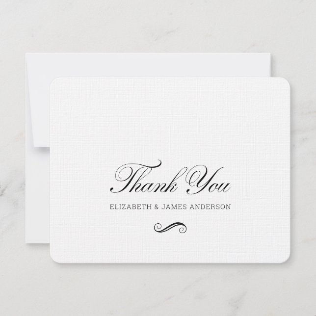 Carte De Remerciements Élégant monogramme de mariage personnalisé en écri (Devant)