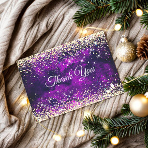 Carte De Remerciements Élégant monogramme de parties scintillant en or vi