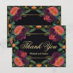 Carte De Remerciements Élégant moody rose poachy boho floral