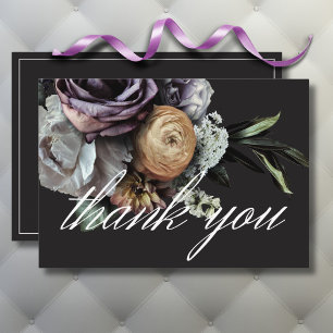 Carte De Remerciements Élégant Moody Twilight Muted Floral Mariage