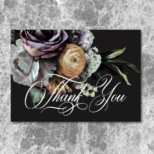 Carte De Remerciements Élégant Moody Twilight Muted Floral Mariage