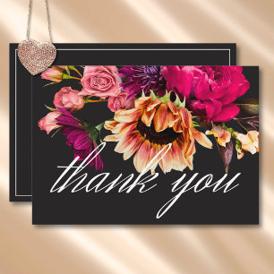 Carte De Remerciements Élégant Moody Vibrant Sunset Floral Mariage