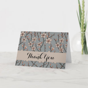 Carte De Remerciements Élégant Motif Fleur rose Douce Fleur Fleur de Ceri