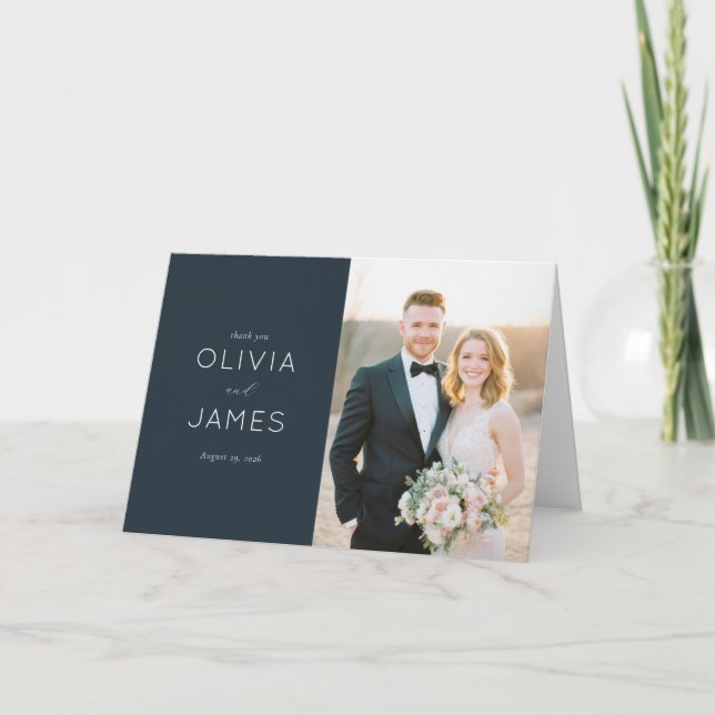 Carte De Remerciements Elegant Navy Calligraphy (Devant)