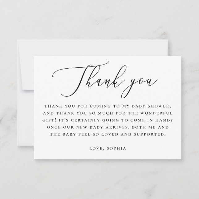 Carte De Remerciements Elegant Neutral Baby Shower | Minimalist Script (Devant)