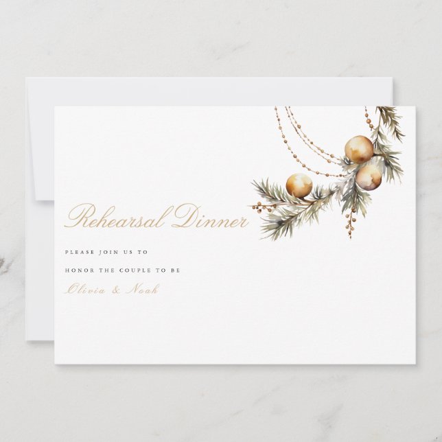 Carte De Remerciements Élégant Noël Floral Rehearsal Diner Card (Devant)