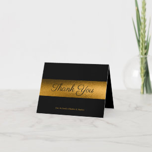 Carte De Remerciements Élégant noir   Gold Bereavement