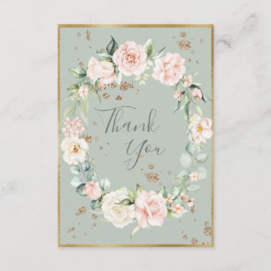 Carte De Remerciements Elégant or romantique aquarelle Mariage floral
