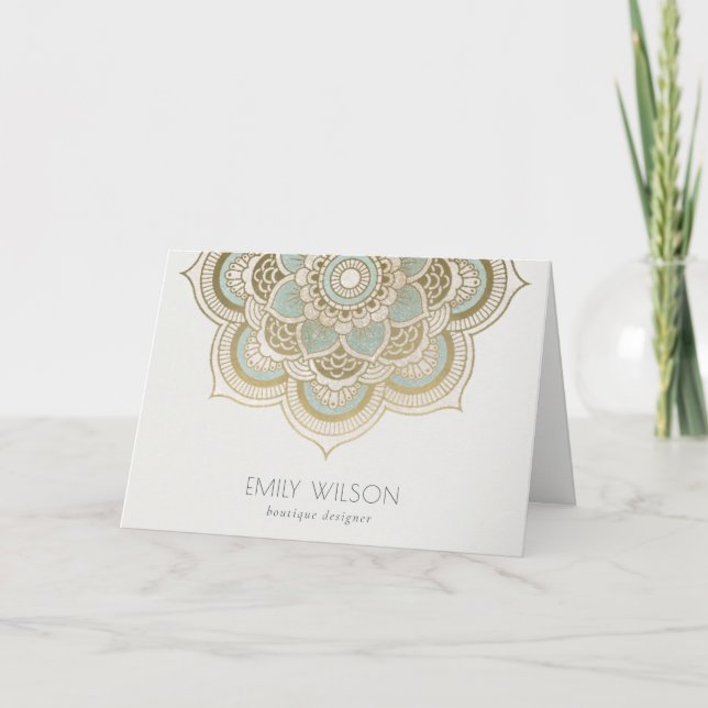 Carte De Remerciements Elégant Ornate Gold Foil Turquoise Turquoise Manda (Devant)