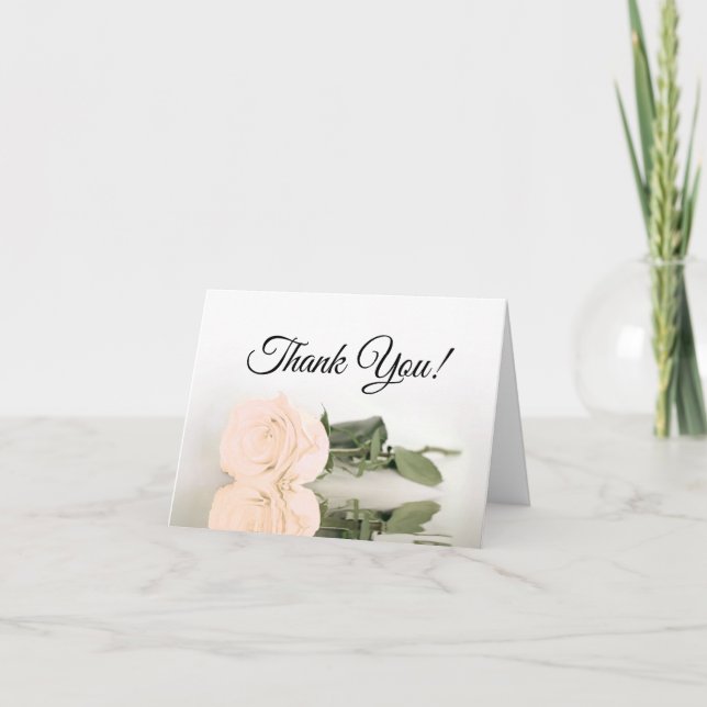 Carte De Remerciements Élégant Pale Peach Rose Photo Mariage à l'intérieu (Devant)