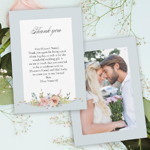 Carte De Remerciements Élégant Pastel Boho Floral Calligraphie/Photo