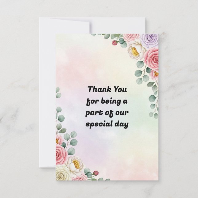 Carte De Remerciements Elegant Pastel Floral Wedding Thank You Card (Devant)