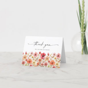 Carte De Remerciements Élégant Pastel Pink Bohemian Field Fleur sauvage