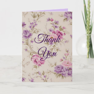 Carte De Remerciements Élégant Pastel Rose & Purple Garden Blooms