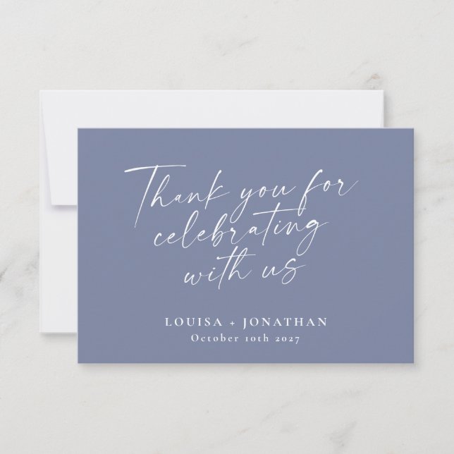 Carte De Remerciements Élégant Périwinkle Script tendance Mariage personn (Devant)