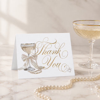 Carte De Remerciements Élégant Perles et Prosecco Enterrement de Vie de J
