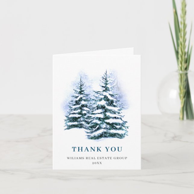 Carte De Remerciements Élégant Pine Tree Noël Entreprise Fête (Devant)