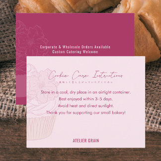 Carte De Remerciements Elegant Pink Cupcake Cookie Care Instructions