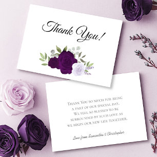 Carte De Remerciements Élégant Plum violet & Lavender Boho Rose Mariage