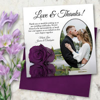 Élégant Plum violet Rose Oval Photo Mariage