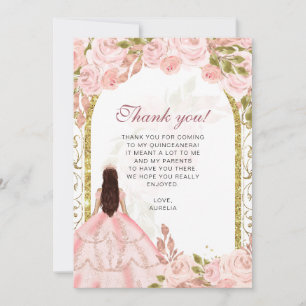 Carte De Remerciements Élégant Quinceañera Fleur Rose Pâle Photo