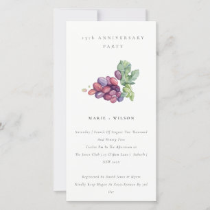 Carte De Remerciements Élégant Raisins Feuillus Chaque année Anniversaire
