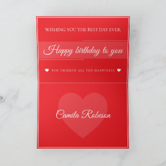 Carte De Remerciements Elegant Red & White Birthday