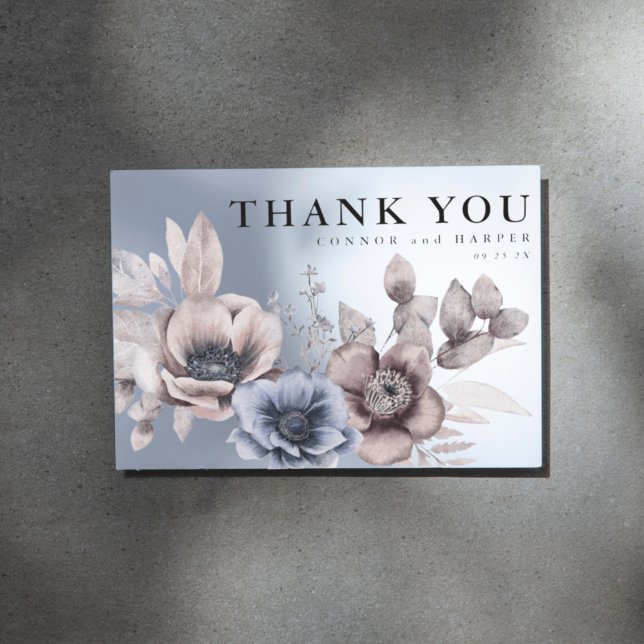 Carte De Remerciements Élégant Romantique Fleur Aquarelle Non Photo (Créateur téléchargé)