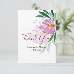 Carte De Remerciements Élégant romantique violet lotus aquarelle Art
