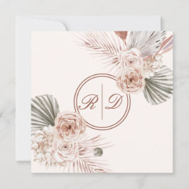 Carte De Remerciements Elégant rose Aquarelle Floral Monogram Mariage