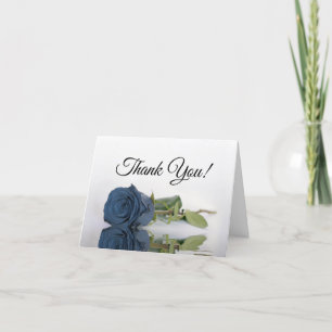 Carte De Remerciements Élégant Rose bleu acier Dusty Photo à l'intérieur