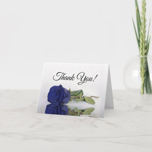 Carte De Remerciements Élégant Rose bleu marine Mariage photo à l'intérie (Devant)