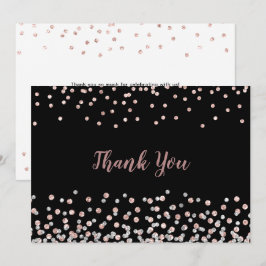 Carte De Remerciements Elégant Rose d'argent or Confetti