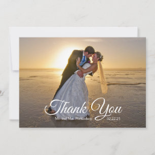 Carte De Remerciements Elégant Rose Gold Copper Palm Tree photo Mariage
