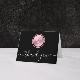 Carte De Remerciements Élégant Rose Gold Tennis Ball Player Texte personn