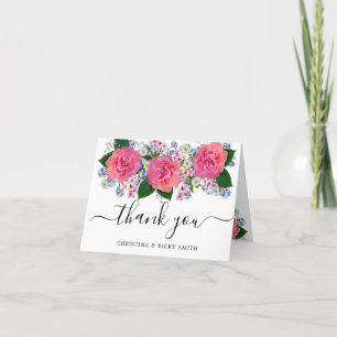 Carte De Remerciements Elégant rose orange Rose Bouquet Fleurs Mariage T